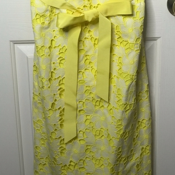 Lilly Pulitzer White Label Yellow Eyelet Strapless Dress Size 12 - Picture 3 of 8